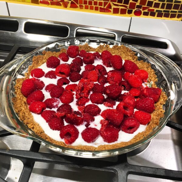 raspberry tart on a stove